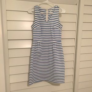 Pale blue and white striped dress